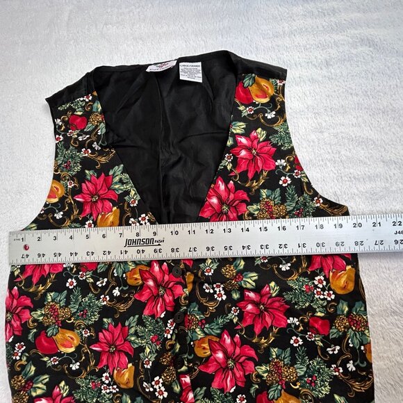 Vintage Nutcracker Womens Large Christmas Holiday Floral Vest Black Cottagecore - Picture 6 of 7
